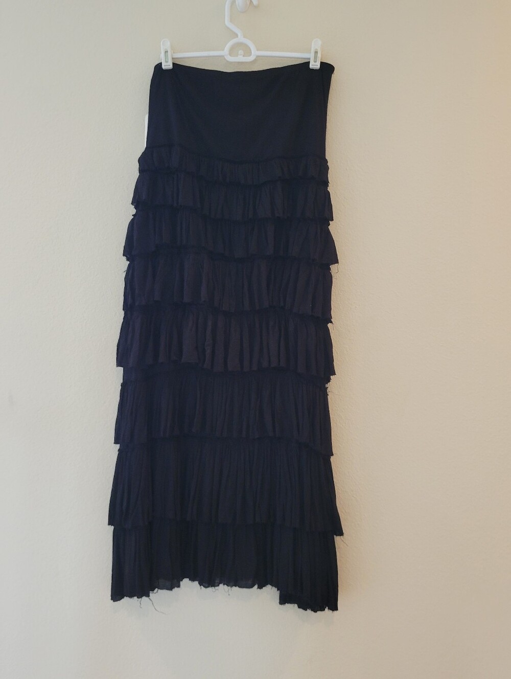 Grace Elements Black Tiered Ruffle Maxi Skirt Ladies Small 100% Viscose.